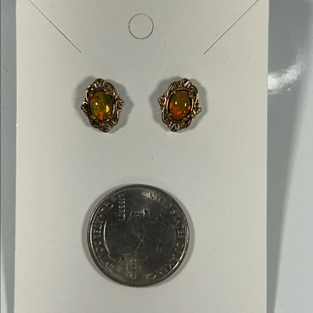 NWOT Sterling Silver Palladium Gold Accent Ethiopian Opal Earrings